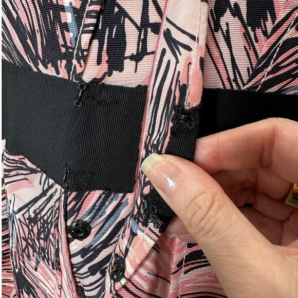 NWT Carolina Herrera Pink Black Splash Parasol Print Faille Strapless Dress S - Picture 8 of 16